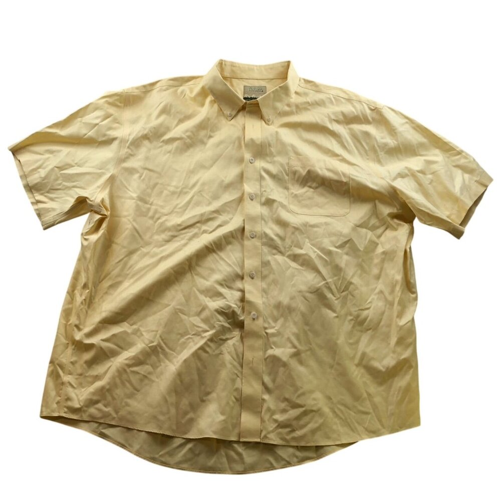 Vintage Cabela's Outfitter Series Men's Shirt 4XL Short Sleeve Button Up Yellow